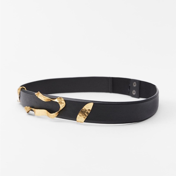 Zara METAL APPLIQUÉ BELT. Black. Size US 30. New with Tags. - Picture 5 of 5